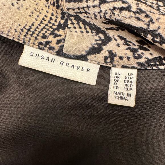 Susan Graver Snakeskin Blazer LP Animal Print Front Jacket Cardigan Stretch - Picture 2 of 12